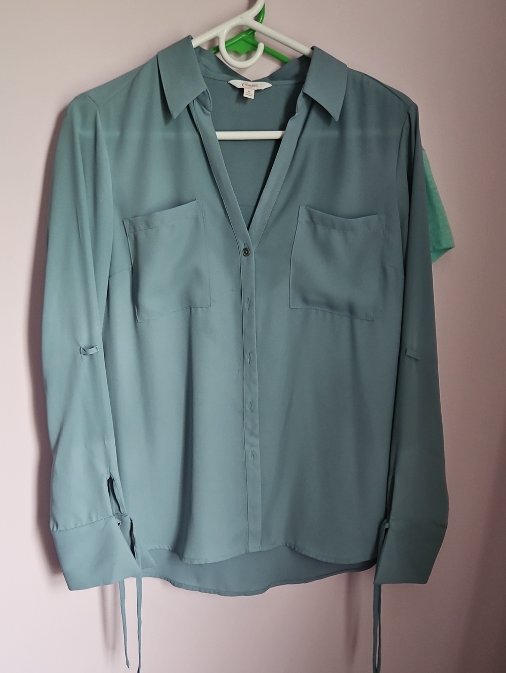 Candie's Teal Button-Front Lightweight Shirt Jacket